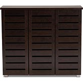 Adalwin 3 Door Shoe Storage Cabinet in Dark Brown Wood