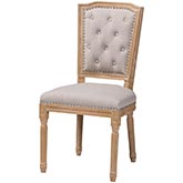 Estelle Dining Chair in Tufted Beige Fabric & Weathered Oak