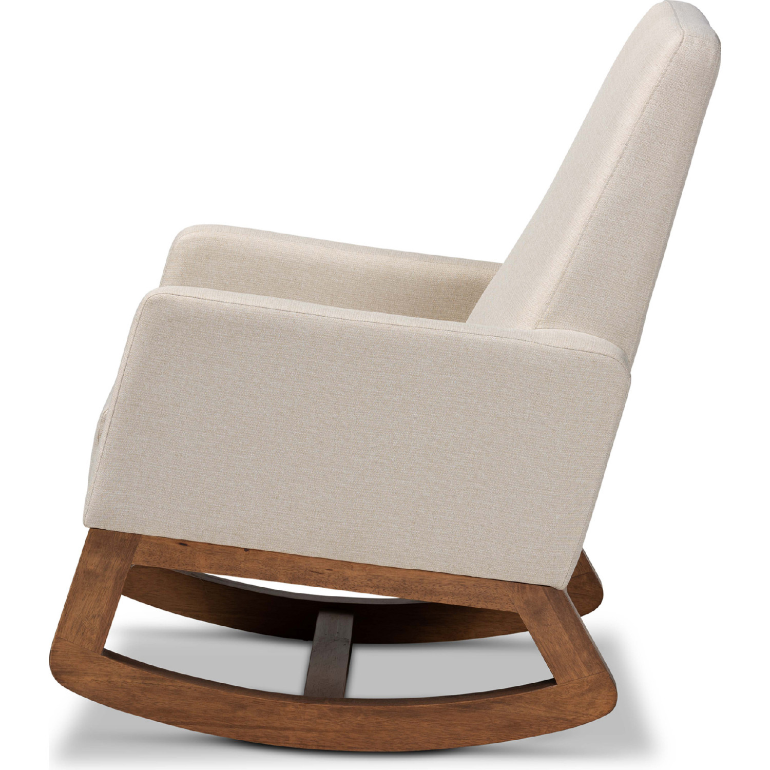 Baxton BBT5199 Light Beige Yashiya Rocking Chair in Beige Fabric