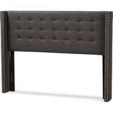 Ginaro King Winged Headboard in Tufted Dark Gray Fabric