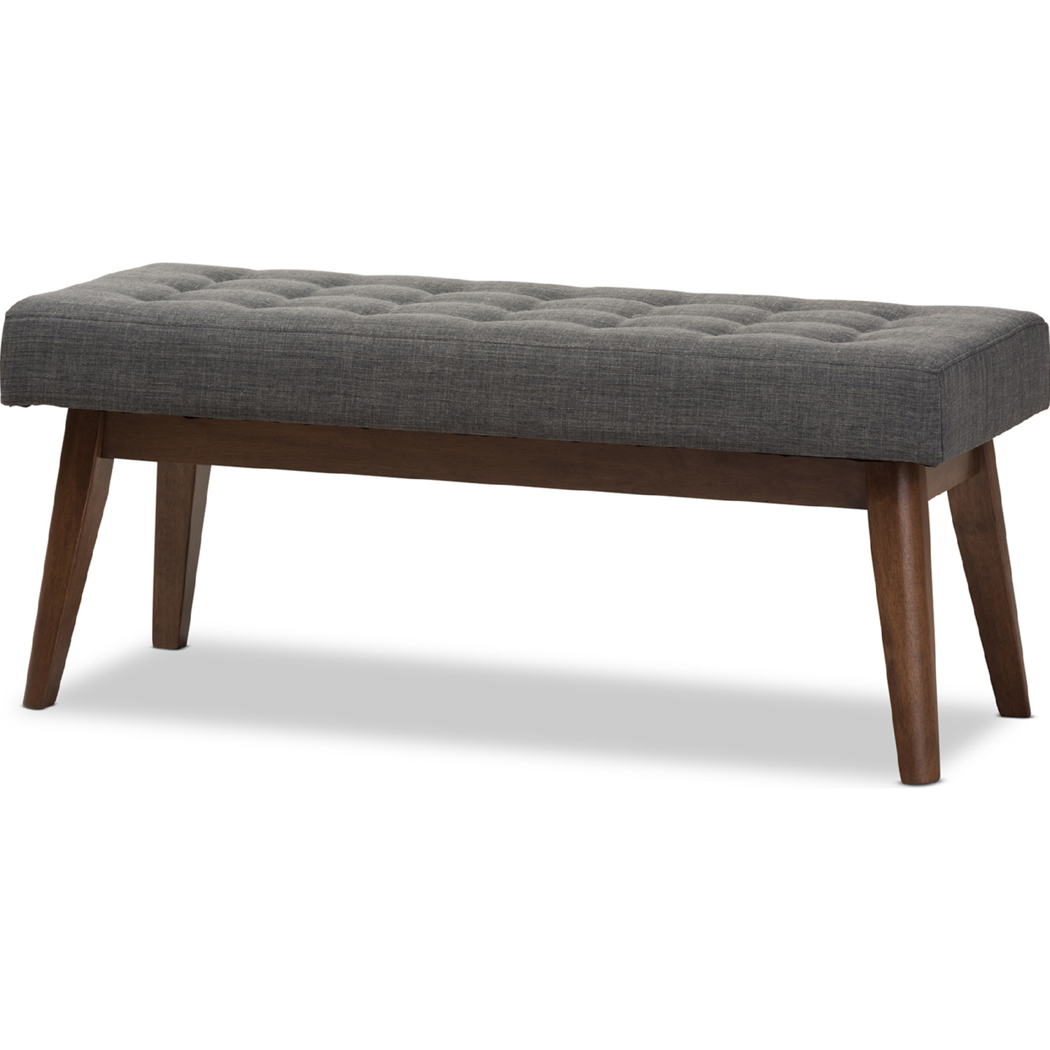 Home Baxton Studio Elia Bench in Tufted Dark Gray Fabric Walnut