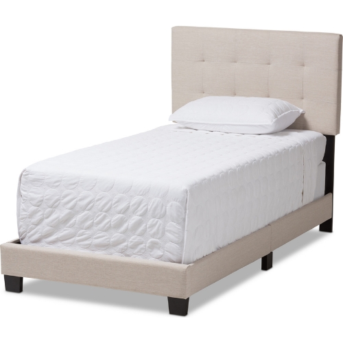 Brookfield Twin Bed in Tufted Beige Fabric