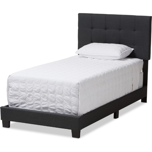 Brookfield Twin Bed in Tufted Dark Gray Fabric