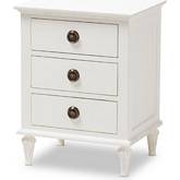 Venezia 3 Drawer Nightstand in White Wash Wood