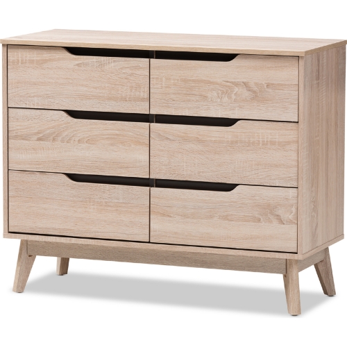 Fella 6 Drawer Dresser in Oak & Gray Wood