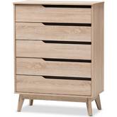 Fella 5 Drawer Chest in Oak & Gray Wood