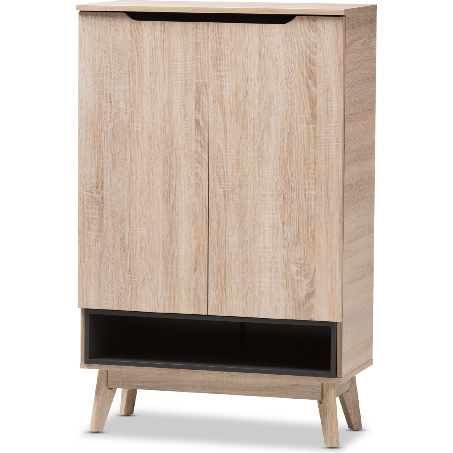 Fella Shoe Cabinet in Oak Gray Wood by Baxton Studio