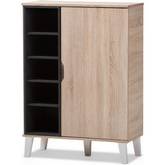 Adelina 1 Door Oak & Gray Wood Shoe Storage Cabinet