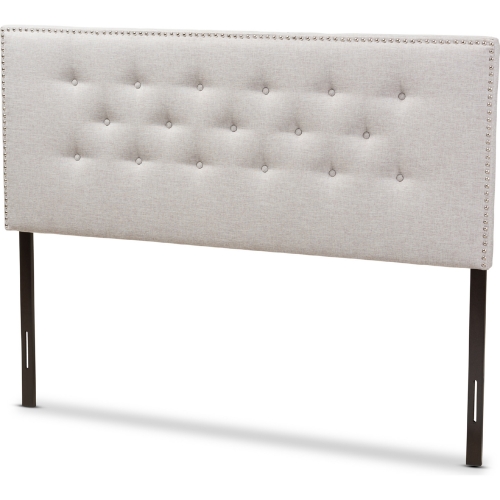 Windsor Full Headboard in Tufted Gray Beige Fabric