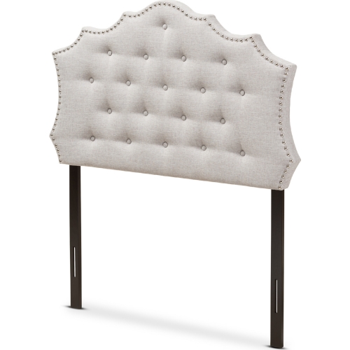 Aurora Twin Headboard in Tufted Gray Beige Fabric