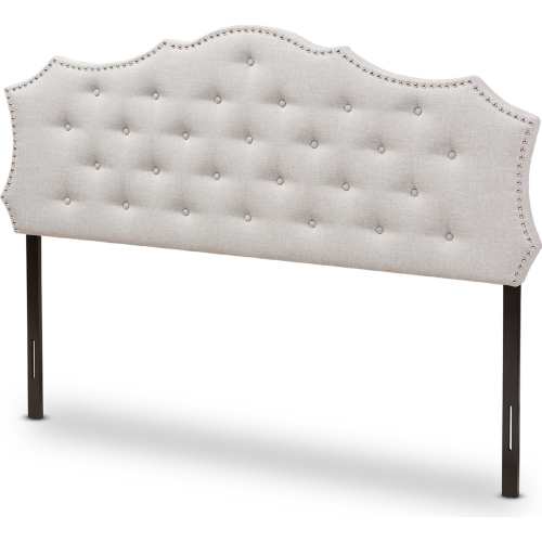 Aurora Full Headboard in Tufted Gray Beige Fabric