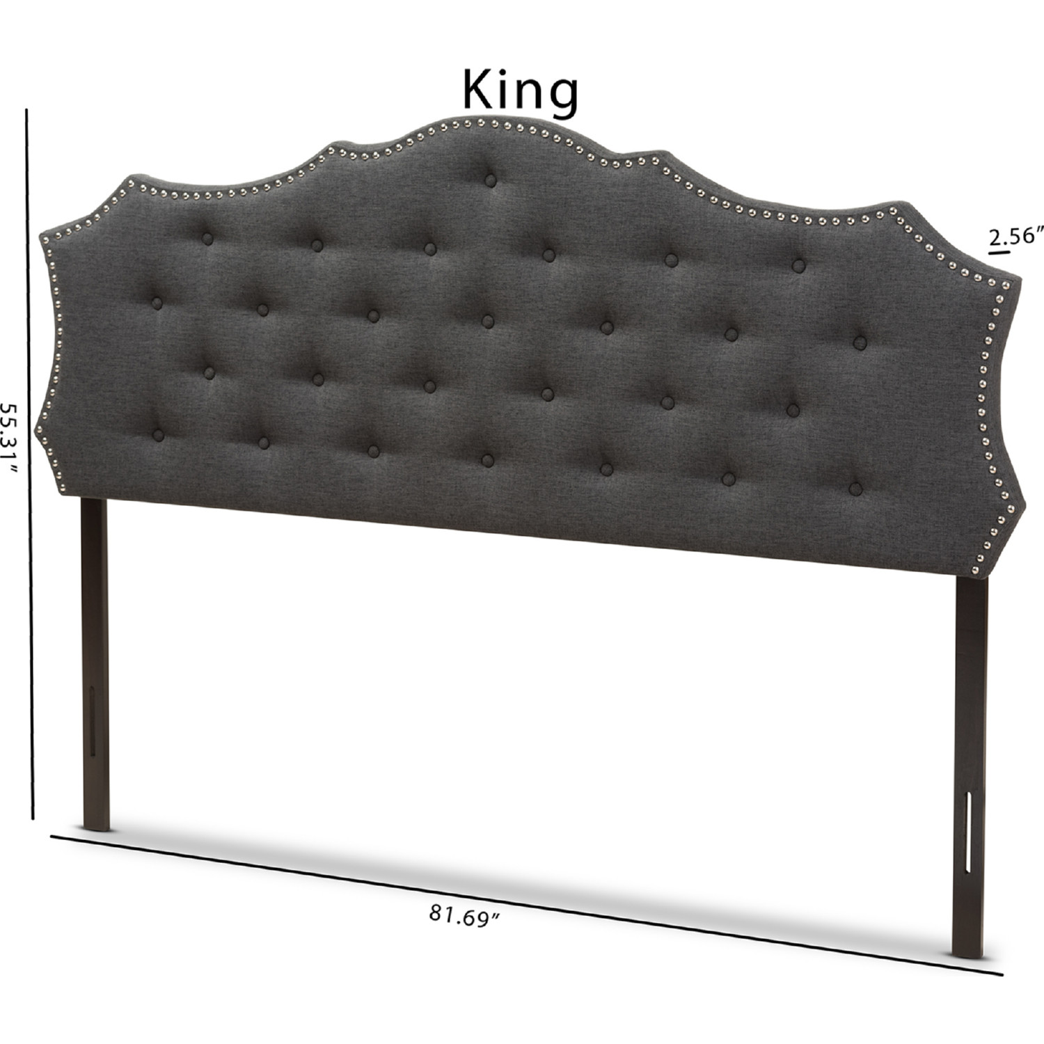 Aurora King Storage Bed in Tufted Dark Gray Fabric by Baxton Studio