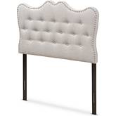 Emma Twin Headboard in Tufted Gray Beige Fabric