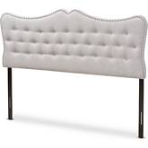 Emma Queen Headboard in Tufted Gray Beige Fabric