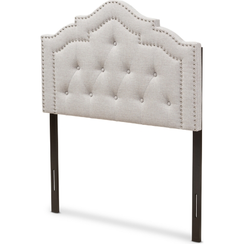 Edith Twin Headboard in Tufted Gray Beige Fabric