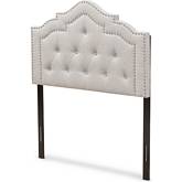 Edith Twin Headboard in Tufted Gray Beige Fabric