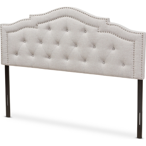 Edith Queen Headboard in Tufted Gray Beige Fabric