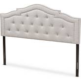 Edith Full Headboard in Tufted Gray Beige Fabric