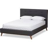 Valencia King Platform Bed in Tufted Dark Gray Fabric