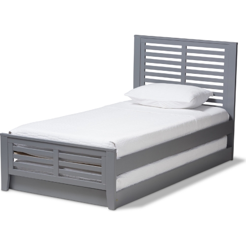 Sedona Twin Platform Bed w/ Trundle in Gray Finish Wood