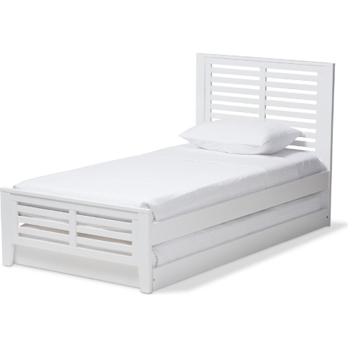 Sedona Twin Platform Bed w/ Trundle in White Finish Wood