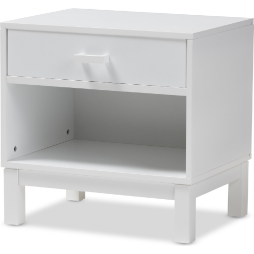 Deirdre 1 Drawer Nightstand in White Wood