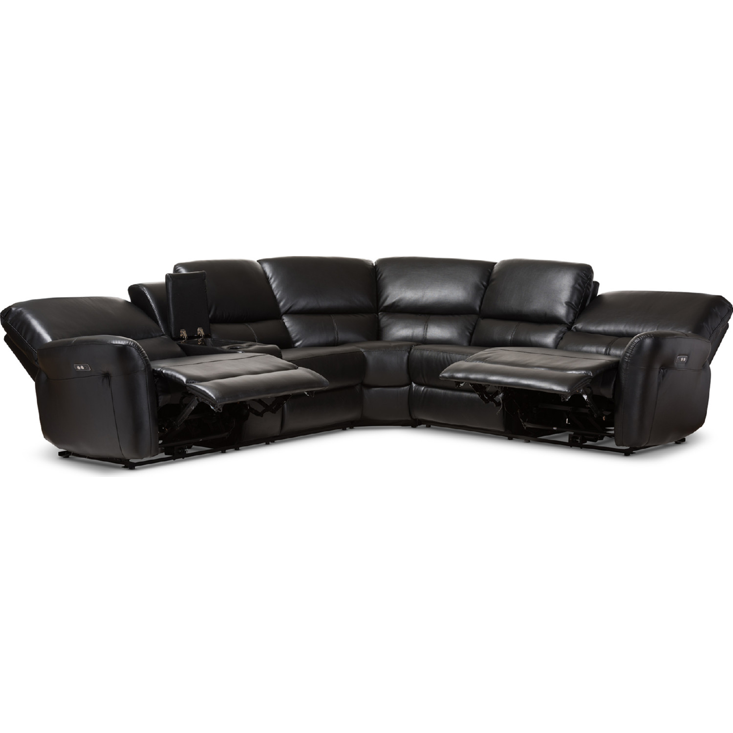 Baxton RX033A Black SF Amaris Power Reclining Sectional Sofa w