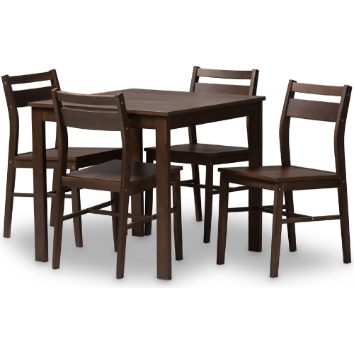 Lovy 5 Piece Dining Set in Walnut Finish