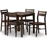 Lovy 5 Piece Dining Set in Walnut Finish