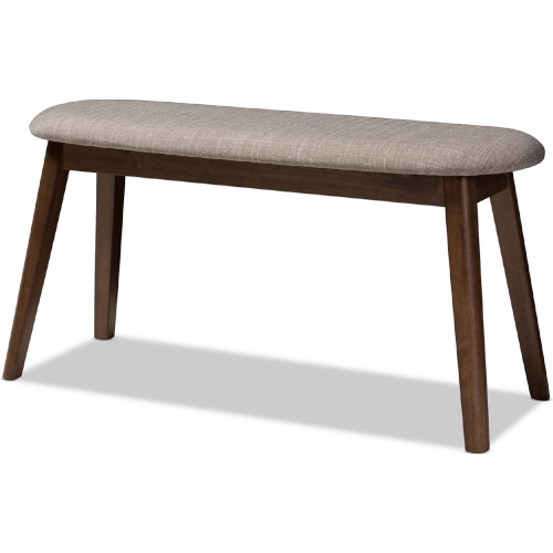 Easton Dining Bench in Light Gray Fabric & Walnut Finish