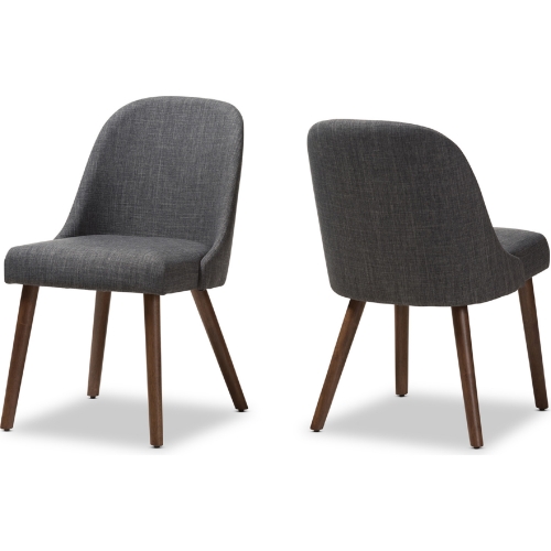 Cody Dining Chair in Dark Gray Fabric & Walnut Finish (Set of 2)