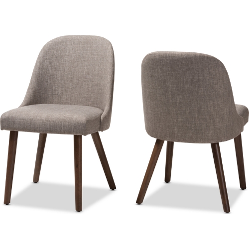 Cody Dining Chair in Light Gray Fabric & Walnut Finish (Set of 2)