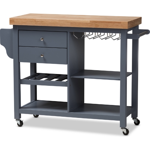 Sunderland Kitchen Cart in Gray & Natural Wood