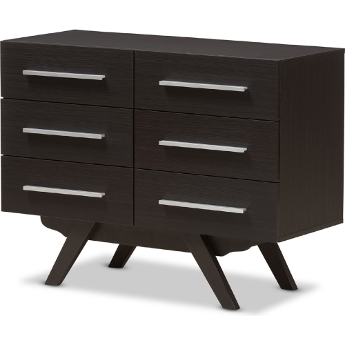 Auburn 6 Drawer Dresser in Espresso Brown Wood