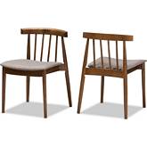 Wyatt Dining Chair in Beige Fabric & Walnut Finish (Set of 2)