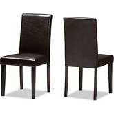 Mia Dark Dining Chair in Brown Leatherette (Set of 2)