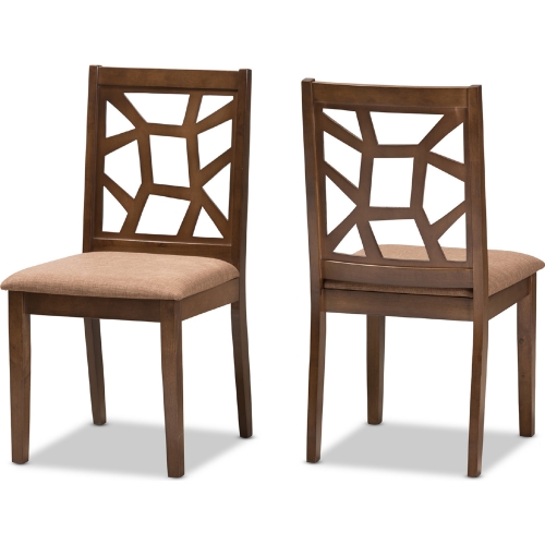 Abilene Dining Chair in Light Brown Fabric & Walnut Brown (Set of 2)