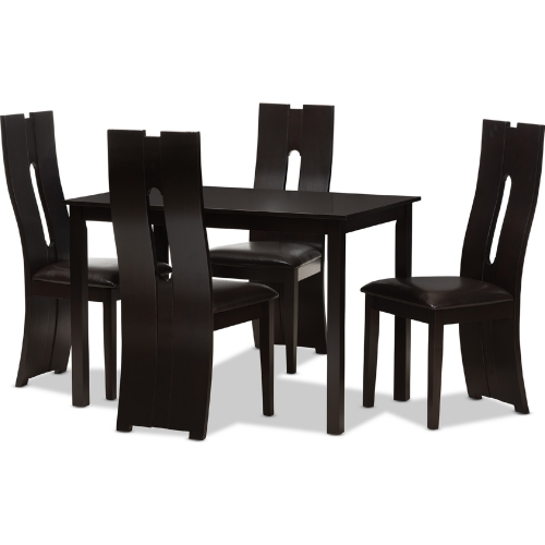 Alani 5 Piece Dining Set in Dark Brown Leatherette & Wood