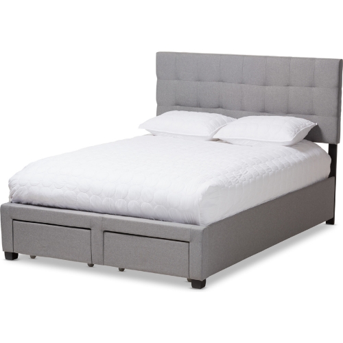 Tibault Queen Storage Bed in Tufted Gray Fabric