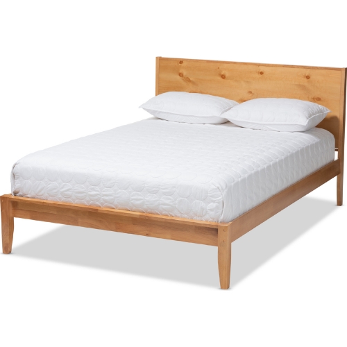 Marana Queen Platform Bed in Natural Oak & Pine Finish Wood