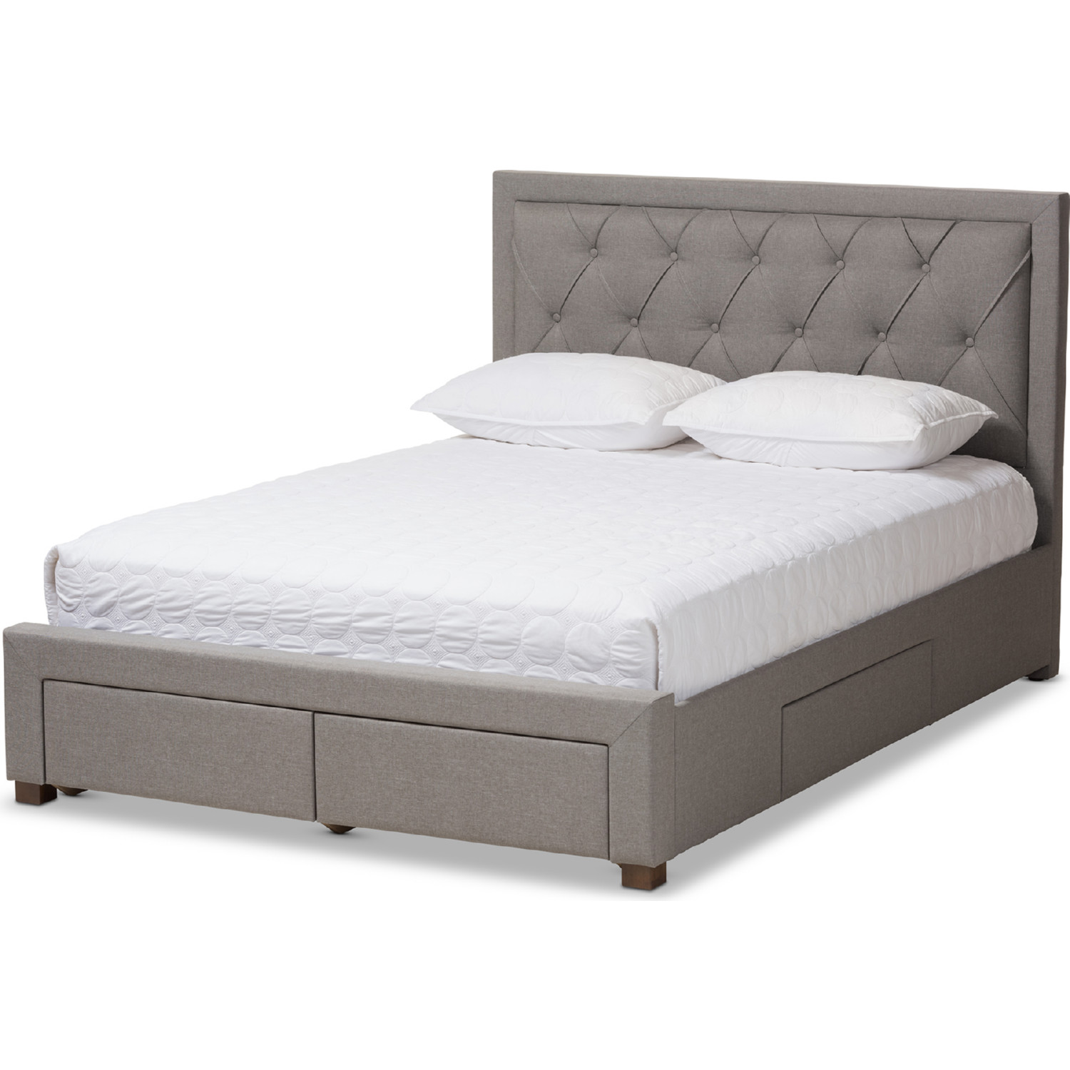 Baxton CF8622 D Light Grey King Aurelie King Storage Bed in Light