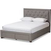 Aurelie Queen Storage Bed in Light Gray Fabric