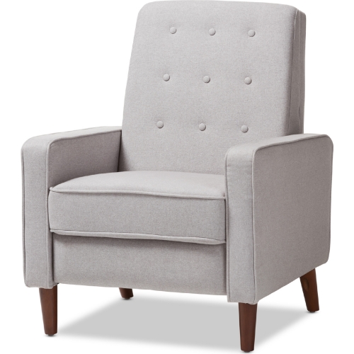 Mathias Recliner in Tufted Light Gray Fabric