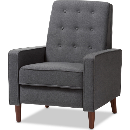 Mathias Manual Recliner in Tufted Gray Fabric