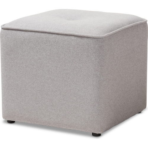 Corinne Ottoman in Tufted Light Gray Fabric