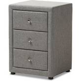 Tessa 3 Drawer Nightstand in Gray Fabric