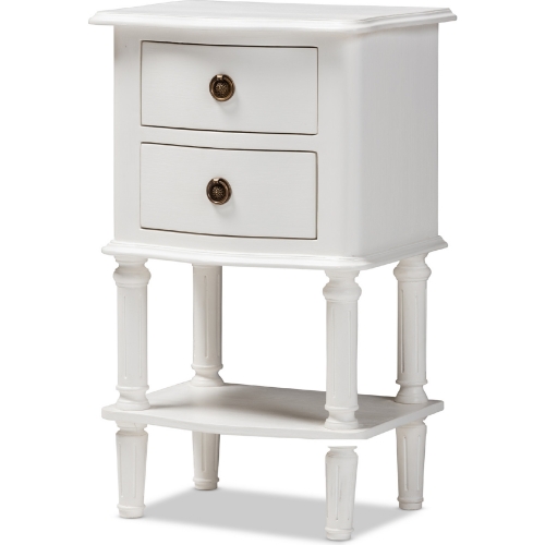 Audrey 2 Drawer Nightstand in White Finish