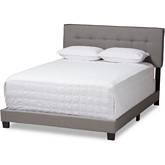 Audrey Queen Bed in Light Gray Fabric