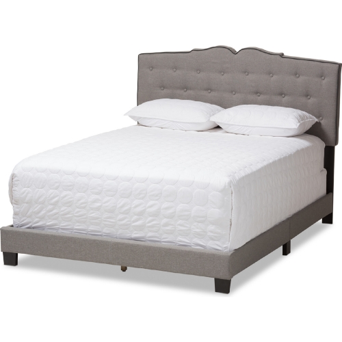 Vivienne Queen Bed in Tufted Light Gray Fabric