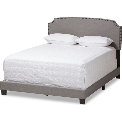 Odette King Bed in Light Gray Fabric